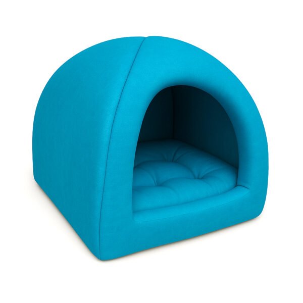 Turquoise Pet Bed on White Background DEMI - Sky - Синьо Иглу Легло за домашен любимец, Размер М, код 107