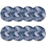 Промо Пакет - 8 броя Възглавници за Стол - Кръгли, Синьо Каре, С09