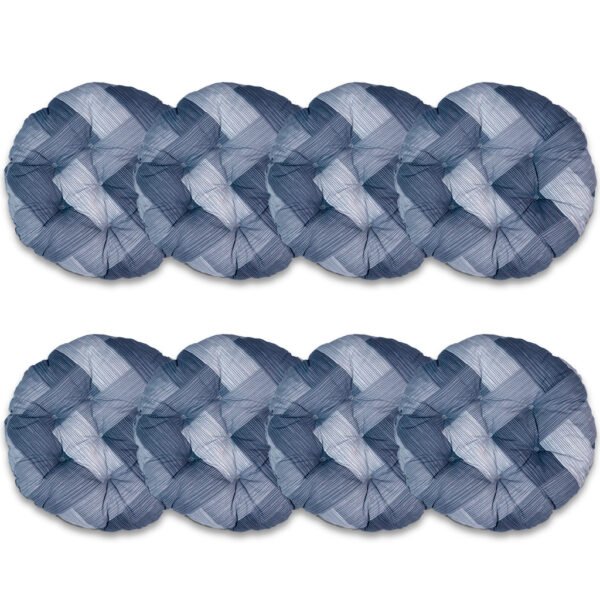 Промо Пакет - 8 броя Възглавници за Стол - Кръгли, Синьо Каре, С09